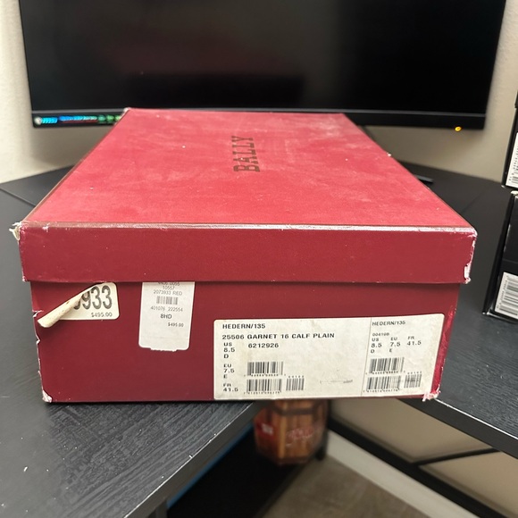 Bally Hedern Leather/135 Garnet Red size 8.5 - Picture 3 of 4